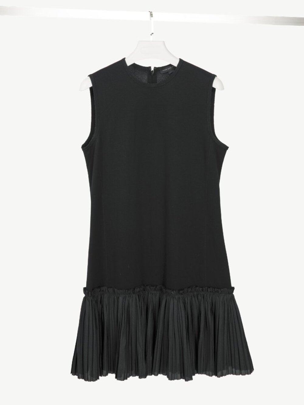 Marie Saint Pierre Black Jersey Pleated-Hem Dress